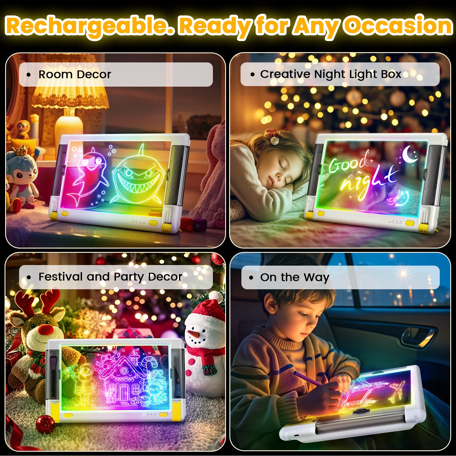 Geokay LumiPro 15-inch LED Drawing Board for creative drawing, family activities, gifts, and kids learning